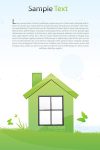 Abstract Background with House, Grass, Butterflies and Sample Text